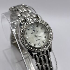 Bella & Rose Women's Quartz Watch‎ MOP Dial Silver 7.75" Band- New Battery